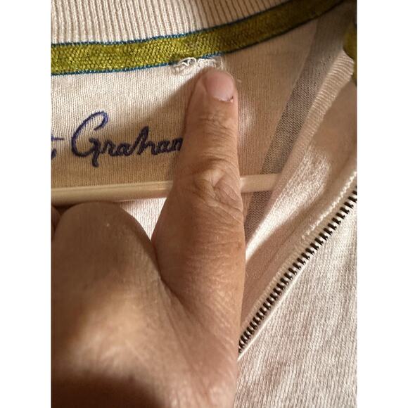 Robert Graham Sweater Mens Large Beige Half Zip Pullover Lightweight Casual - Picture 4 of 6